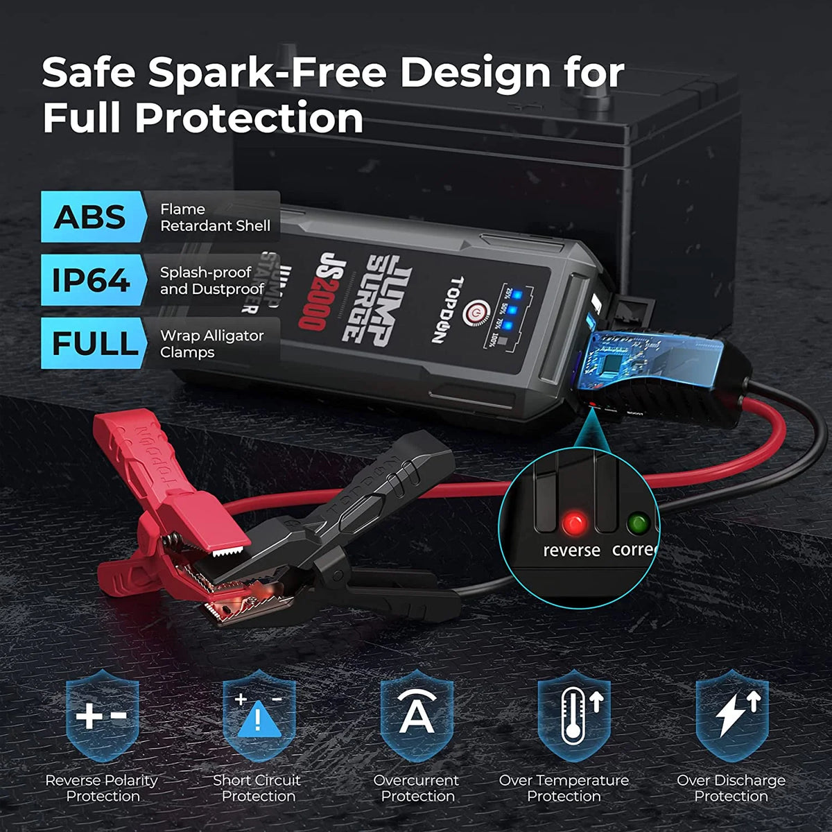 16000mAh 2000A Peak Portable Car Battery Booster Y7040