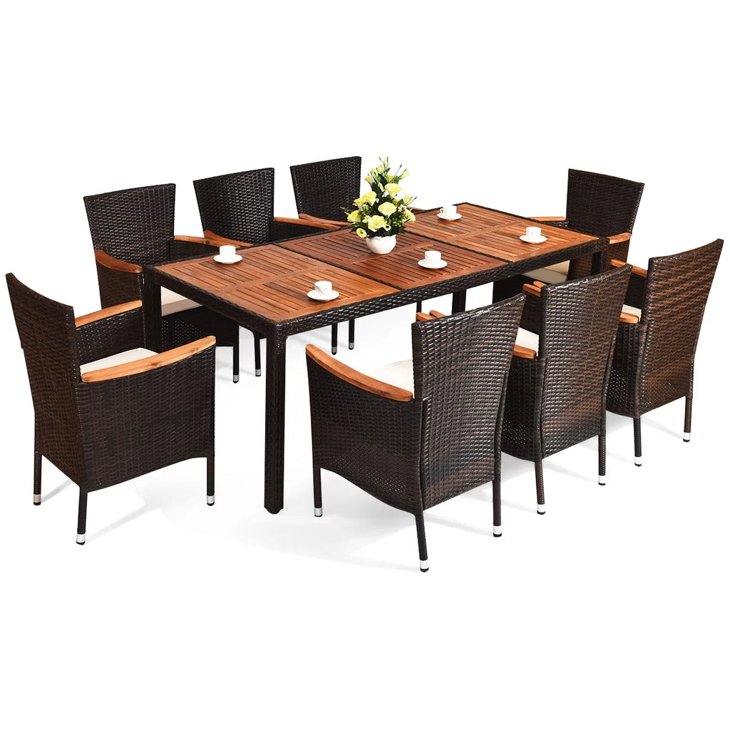 9 Pcs Wicker Rattan Outdoor Dining Set J112384