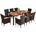 9 Pcs Wicker Rattan Outdoor Dining Set J112384