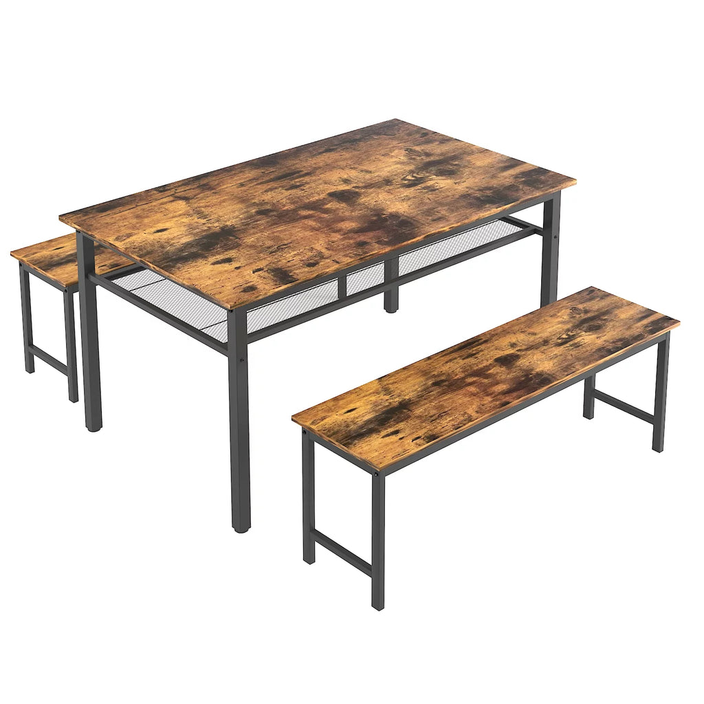 3 Piece Dining Table Set with 2 Benches F247