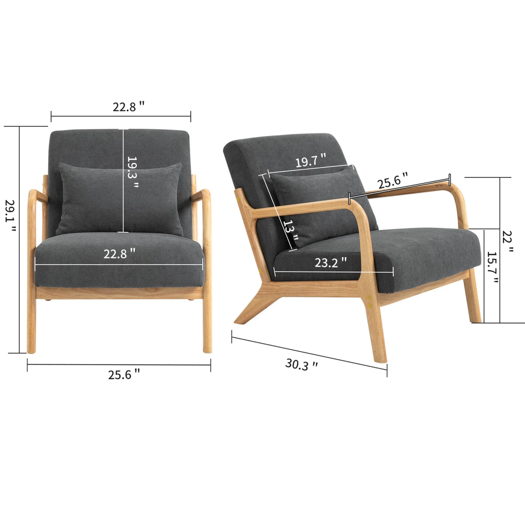 Mid Century Modern Upholstered Accent Chair with Wood Frame G601679