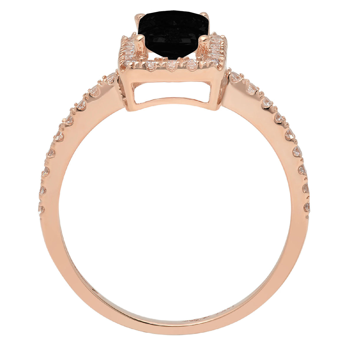 18k Rose Gold Onyx Halo Ring Size 8.5 I5137