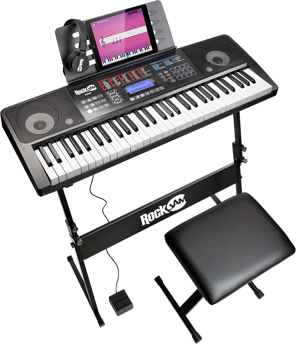 61 Key Keyboard Piano With LCD Display Kit, Keyboard Stand, Piano Bench, Headphones Z484