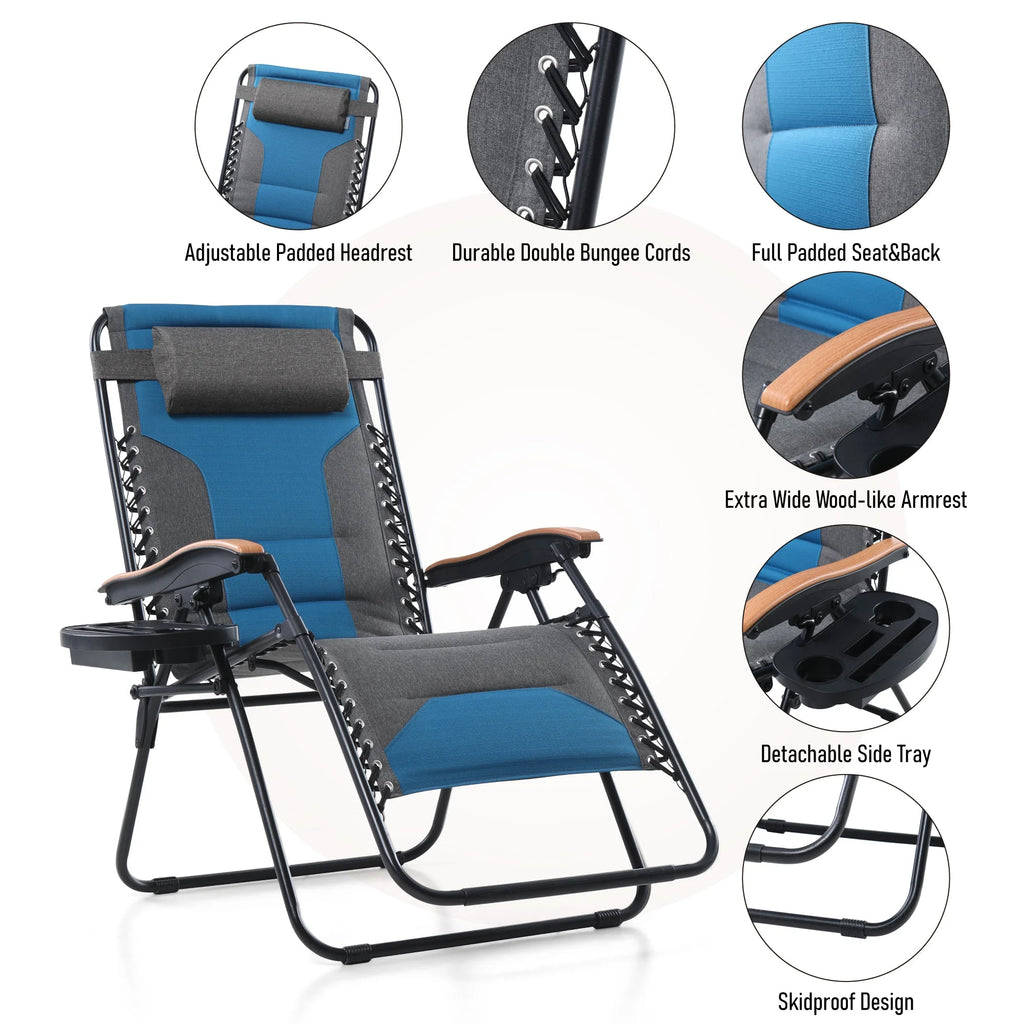 Aqua XL Oversized Padded Zero Gravity Chair Q913