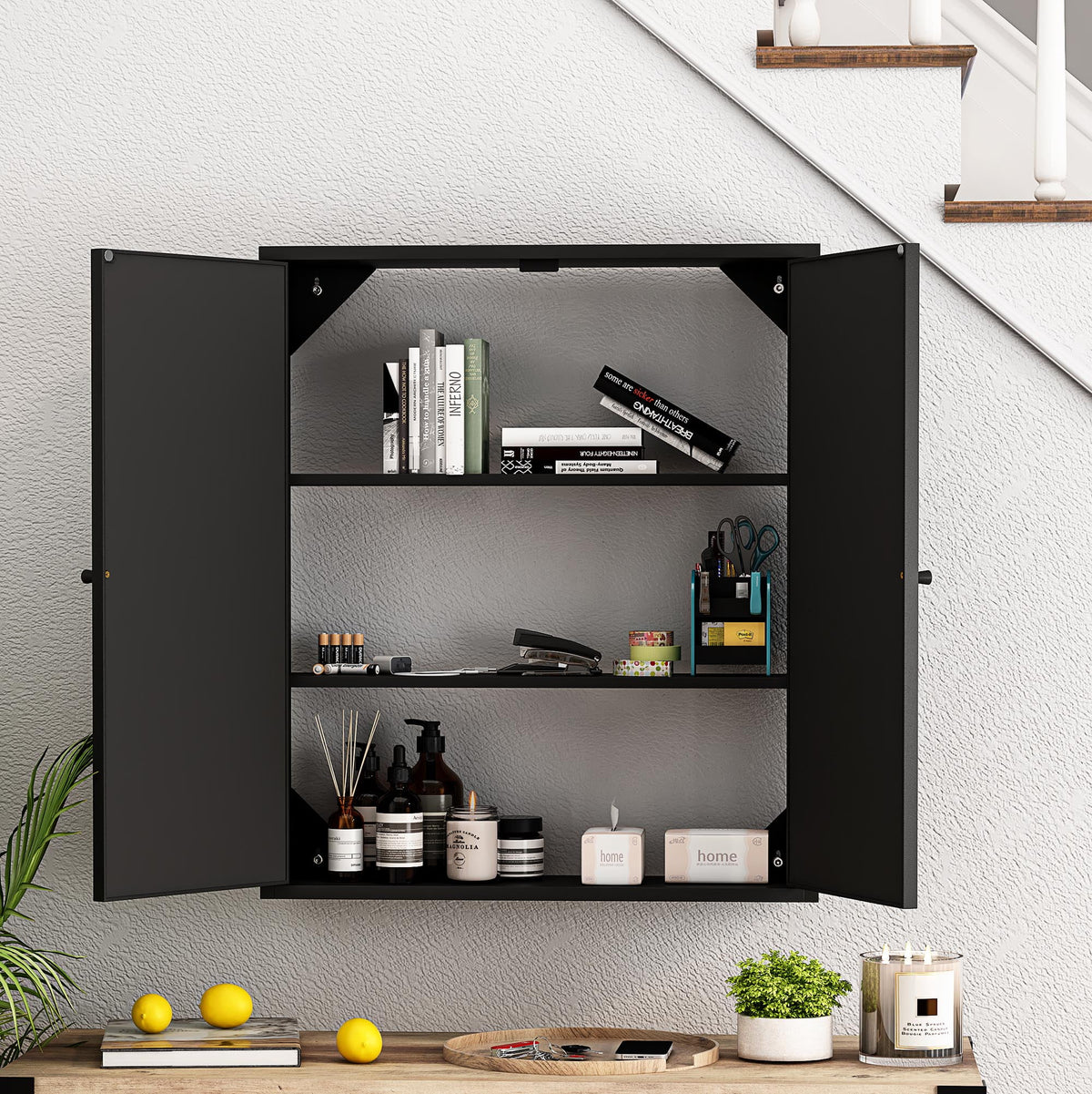 Vintage Two Door Wall Cabinet with Mirror W8627