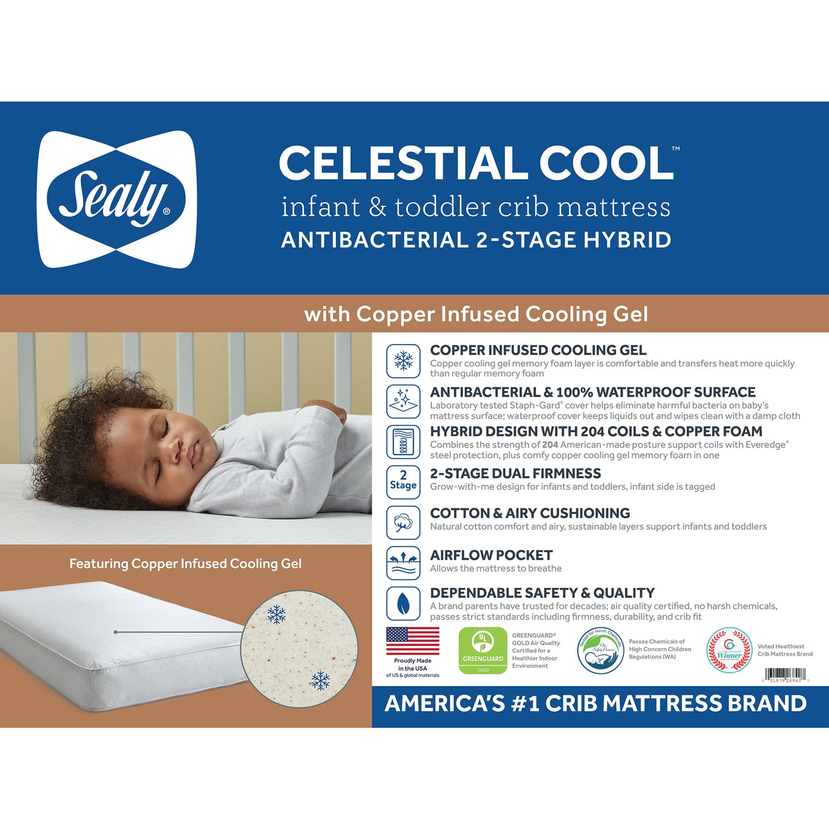 2-Stage Hybrid Baby Crib & Toddler Mattress Z99740
