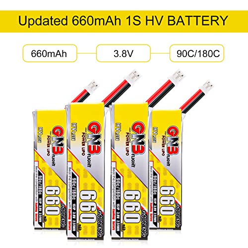 660mAh 1S LiPo Battery 4PCS 3.8V 90C JST-PH2.0 Micro FPV Racing Drone V272515