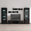 Black Modern Wall Unit with LED Lights M2851