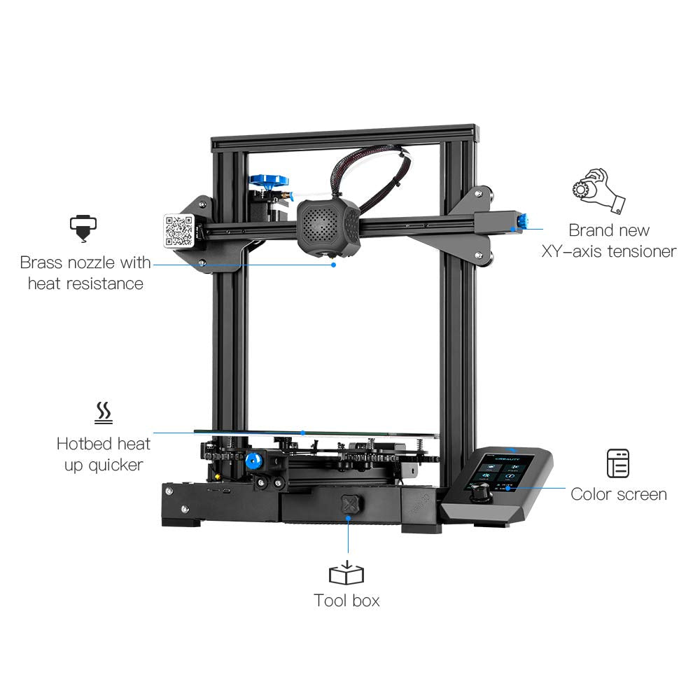 3D Printer with Carborundum Glass Platform 8.66x8.66x9.84 Inch Printing Size E774