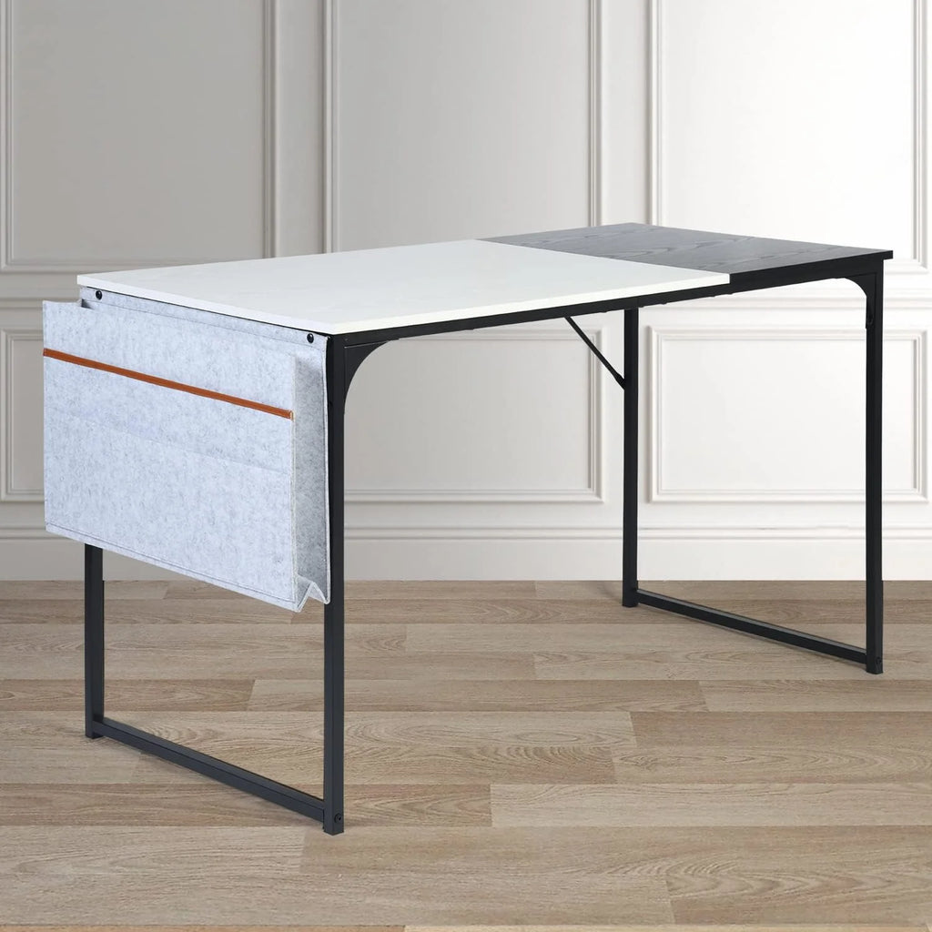 Black White 47 inch Metal Frame Computer Desk with Storage Bag X751