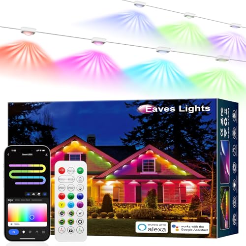 RGB+IC Christmas Eave Lights 30ft 22 LED Warm White IP68 Waterproof Smart Starry Outside Light J9010