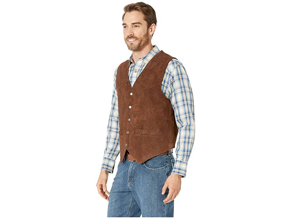 Brown Calf Suede Western Snap Vest K424