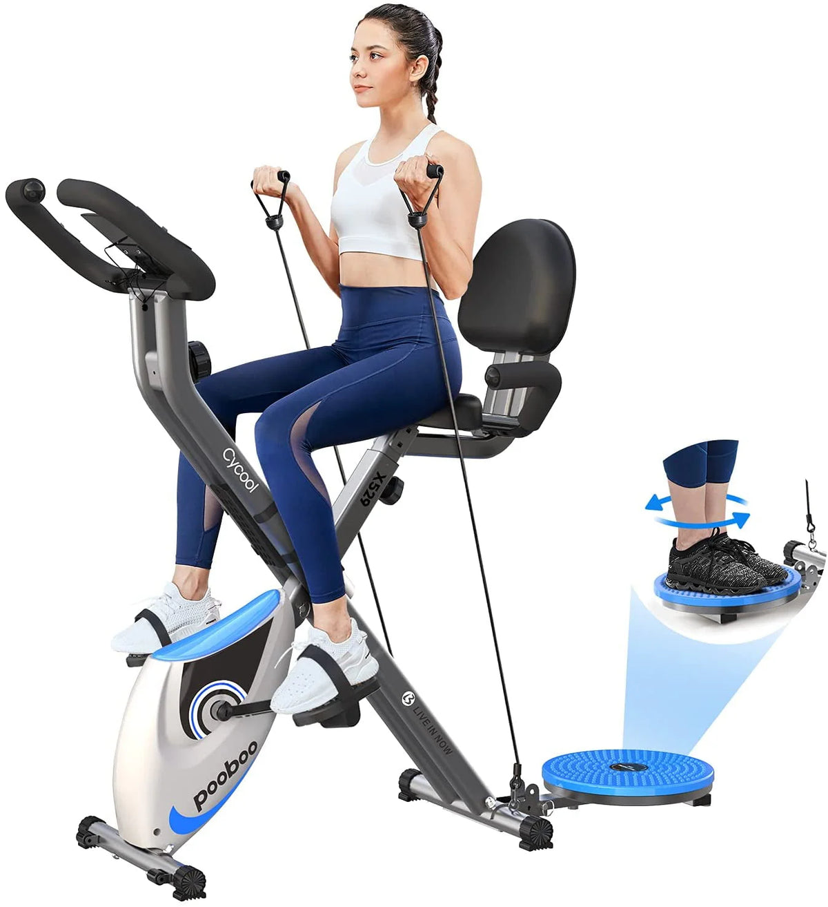 4-in-1 Folding Magnetic Exercise Bike T8195