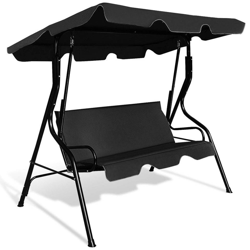 Black 3-Person Patio Swing with Canopy V85528