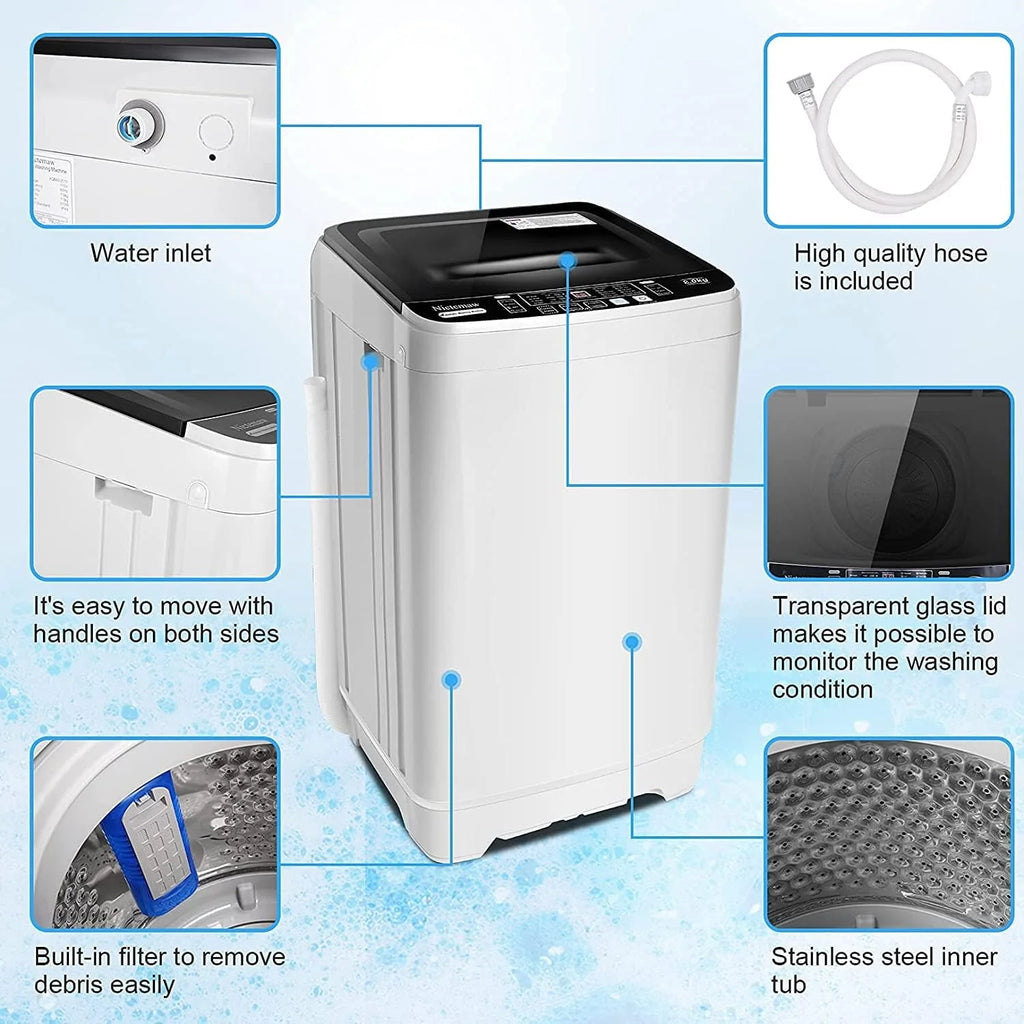 Portable 17.8lbs Fully-Automatic Washing Machine E8554