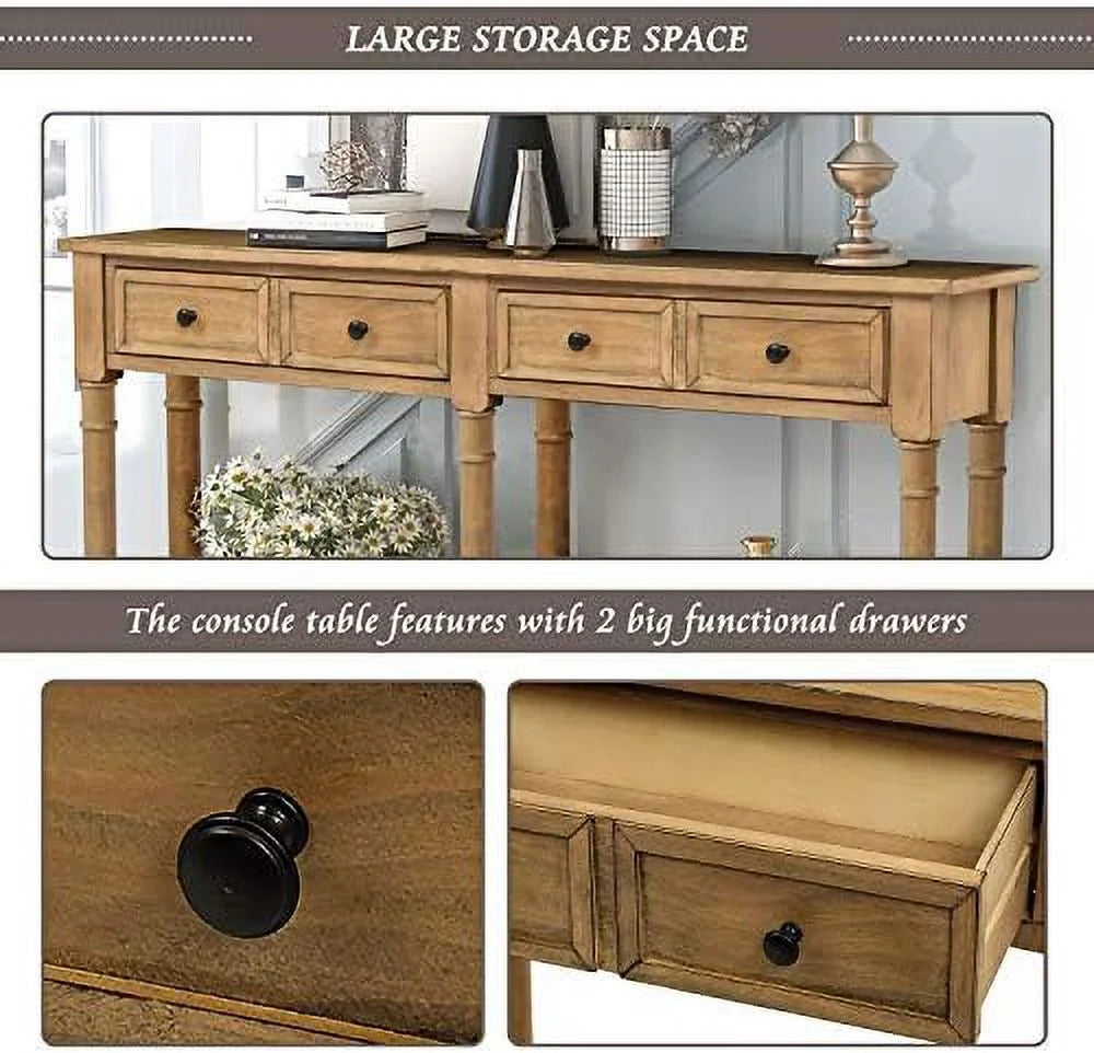 Solid Wood Console Table with 2 Drawers Y24031
