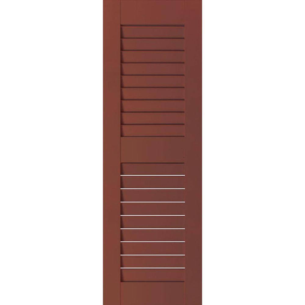 15 in. x 51 in. Exterior Real Wood Pine Louvered Shutters Pair X52948