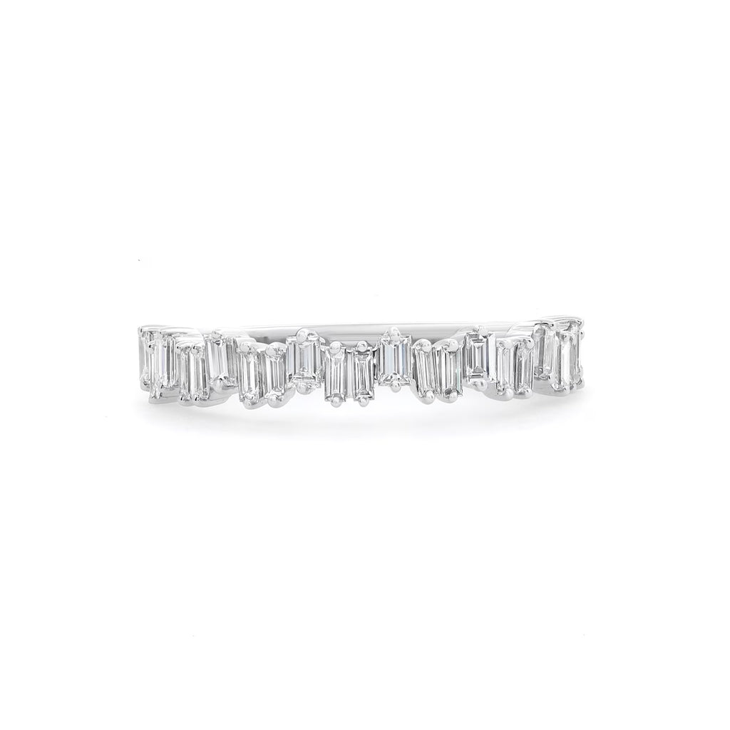 0.63Cttw Baguette Cut Diamond Ring 18K White Gold Size 6.5 M1254