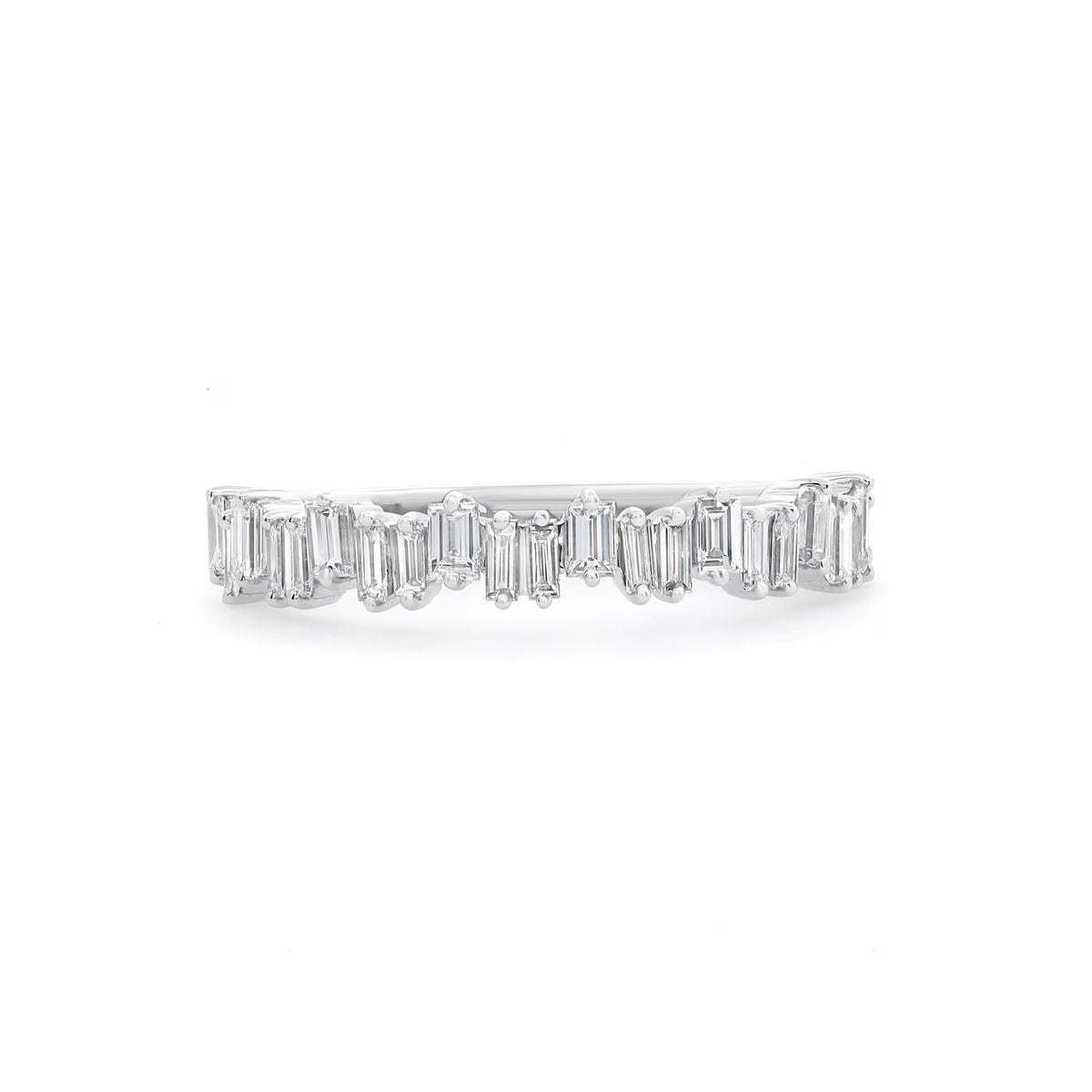 0.63Cttw Baguette Cut Diamond Ring 18K White Gold Size 6.5 M1254