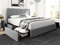 Queen Size Storage Bed Frame with 4 Drawers, Tufted Adjustable Headboard, Dark Grey V52317