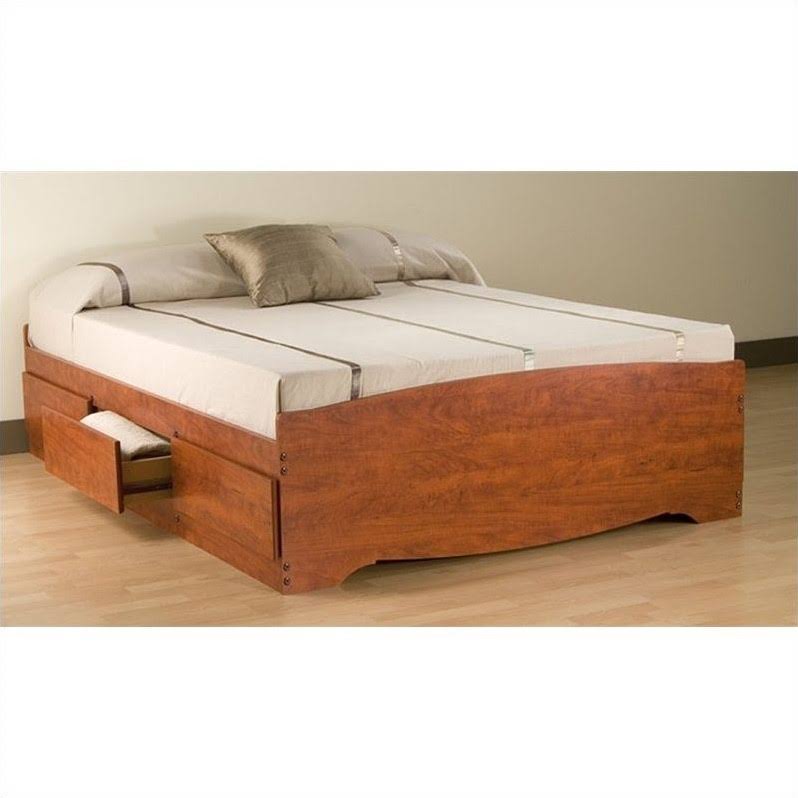 Cherry Queen Bookcase Platform Bed 3 Piece Bedroom Set F38553