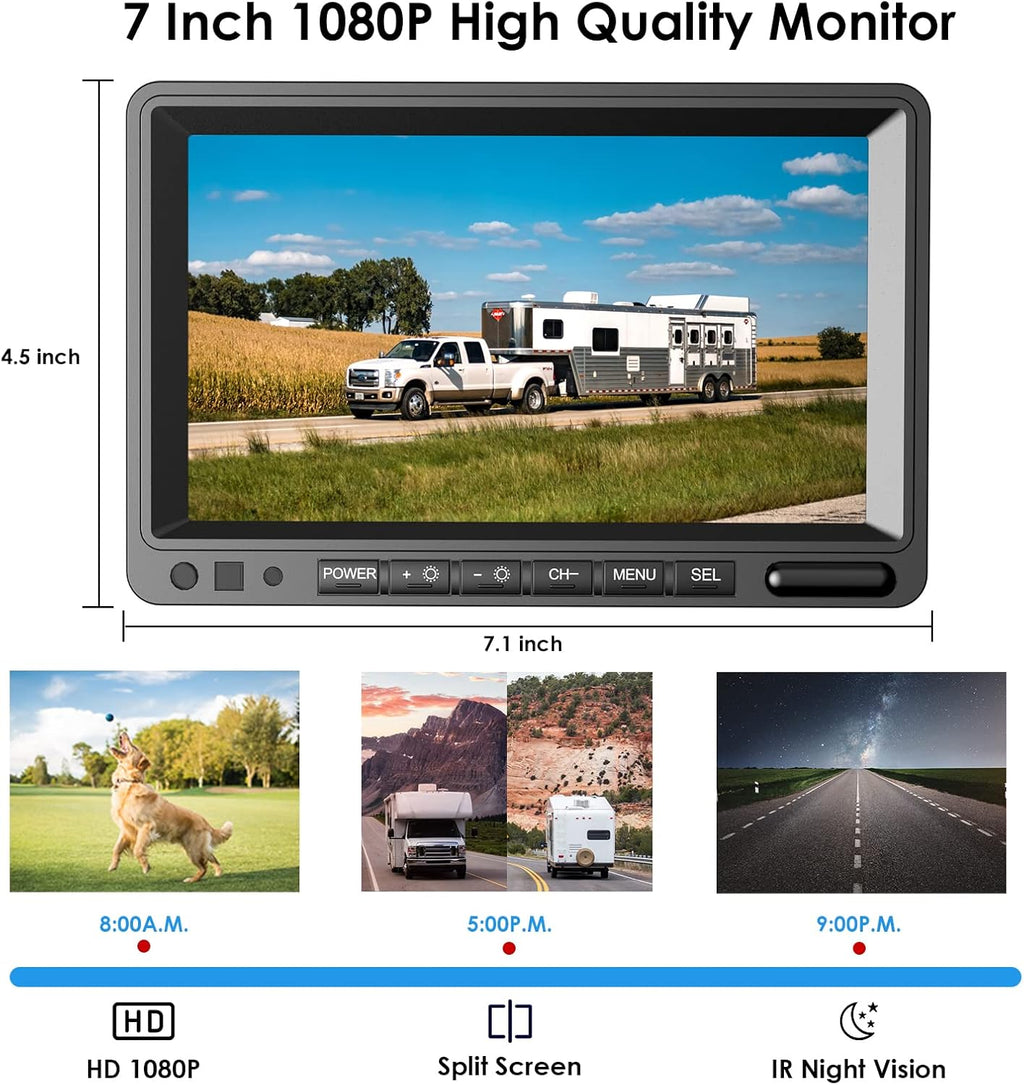 HD Wired Backup Camera System Kit with 7" LCD Monitor I369