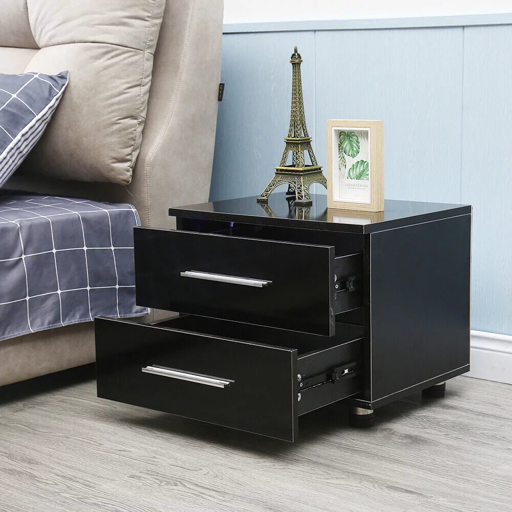 High Gloss 2 Drawer Nightstand Z848
