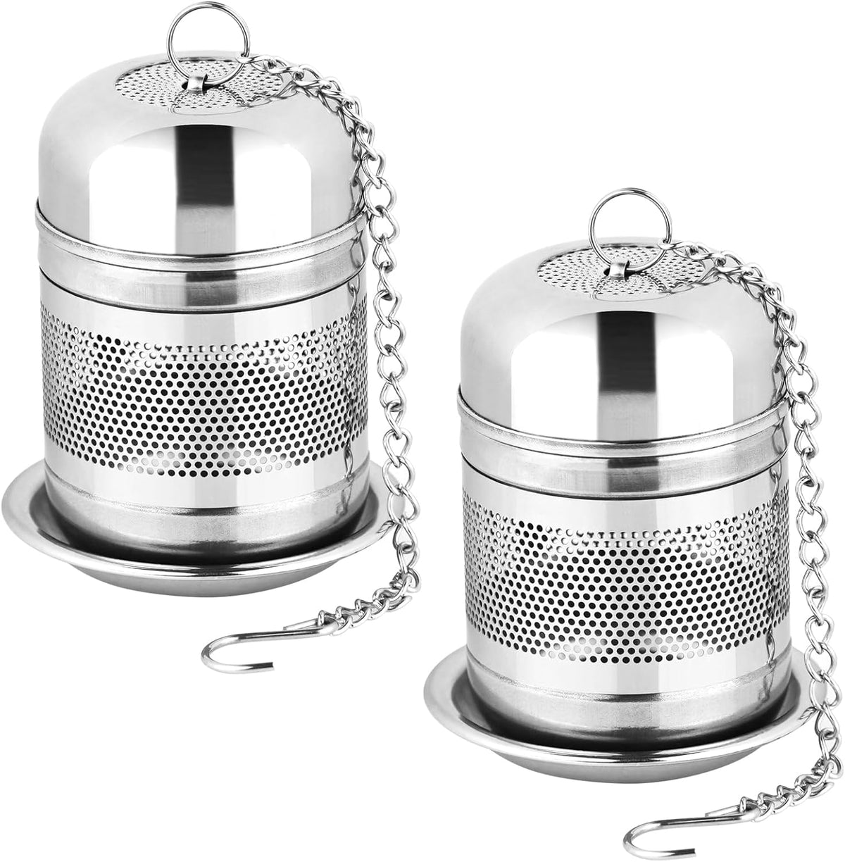 2PCS Stainless Steel Fine Mesh Tea Infuser Strainer with Lid G94086