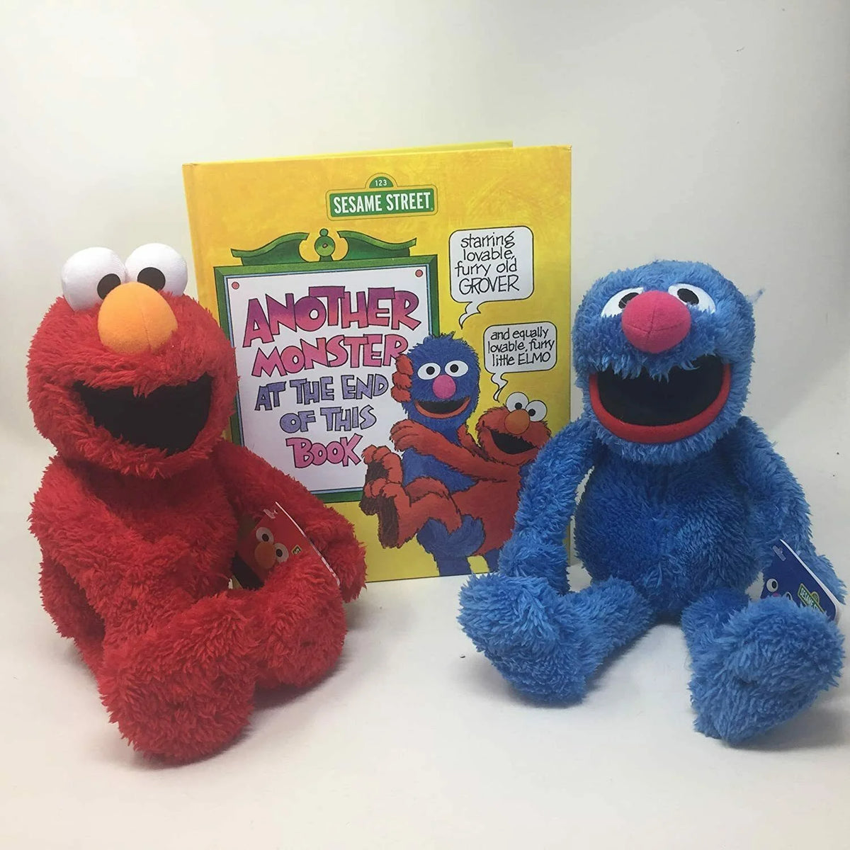 Elmo & Grover Plush & Book Bundle Set Soft 12" Stuffed Y29486
