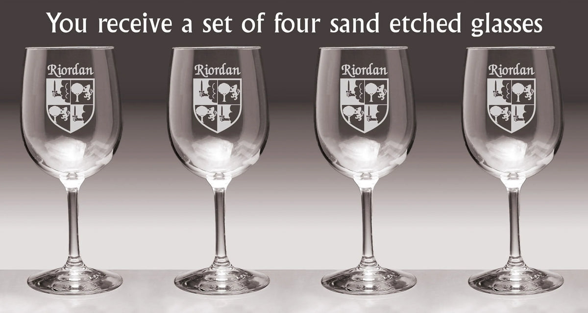 Irish Coat of Arms Wine Glasses Set of 4 P10794