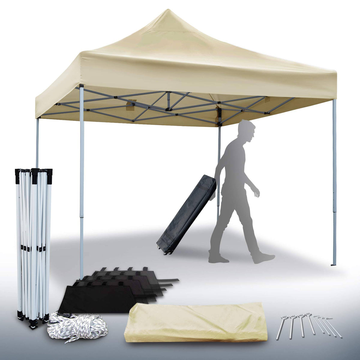 Beige Commercial Steel Instant Canopy Pop-Up Tent A60841