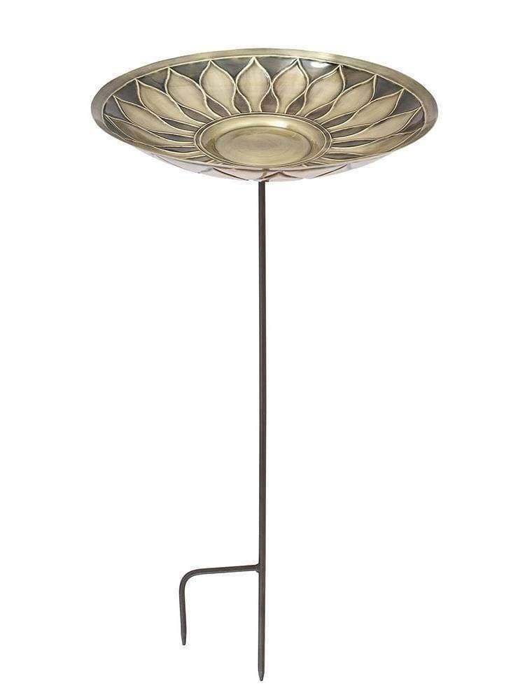 Brass Birdbath with Stake R70412