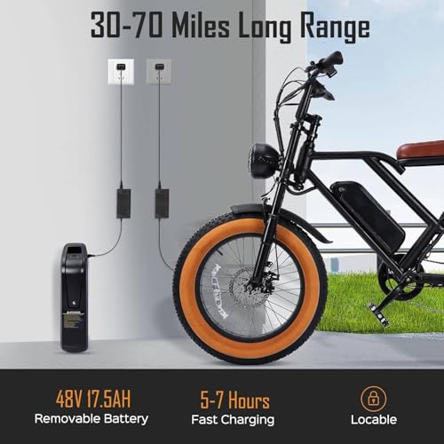 1000W 20" Fat Tire 48V 17.5AH Removable Battery Electric Bike V2154