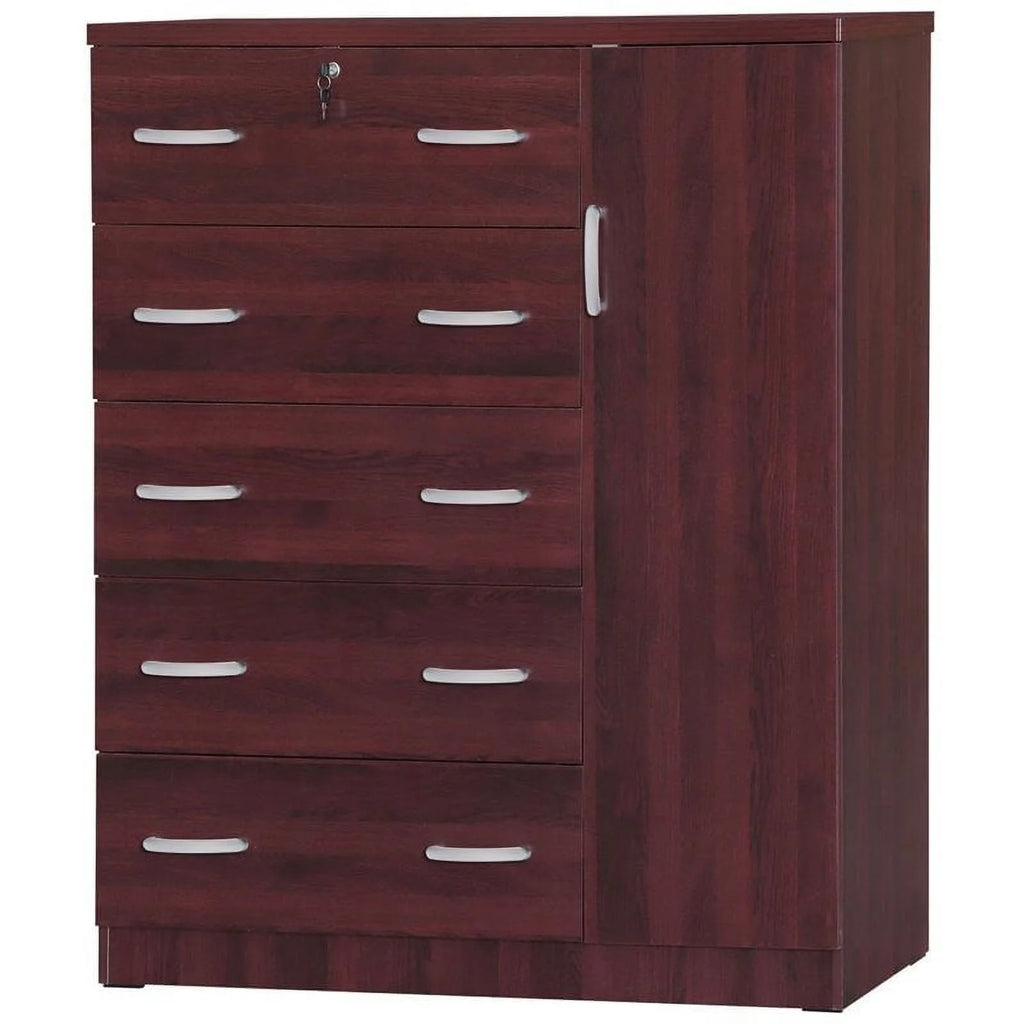 Twin Captains Bed & Tall Chest Wardrobe in Mahogany F8394