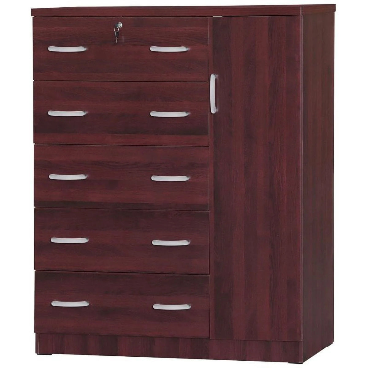 Twin Captains Bed & Tall Chest Wardrobe in Mahogany F8394