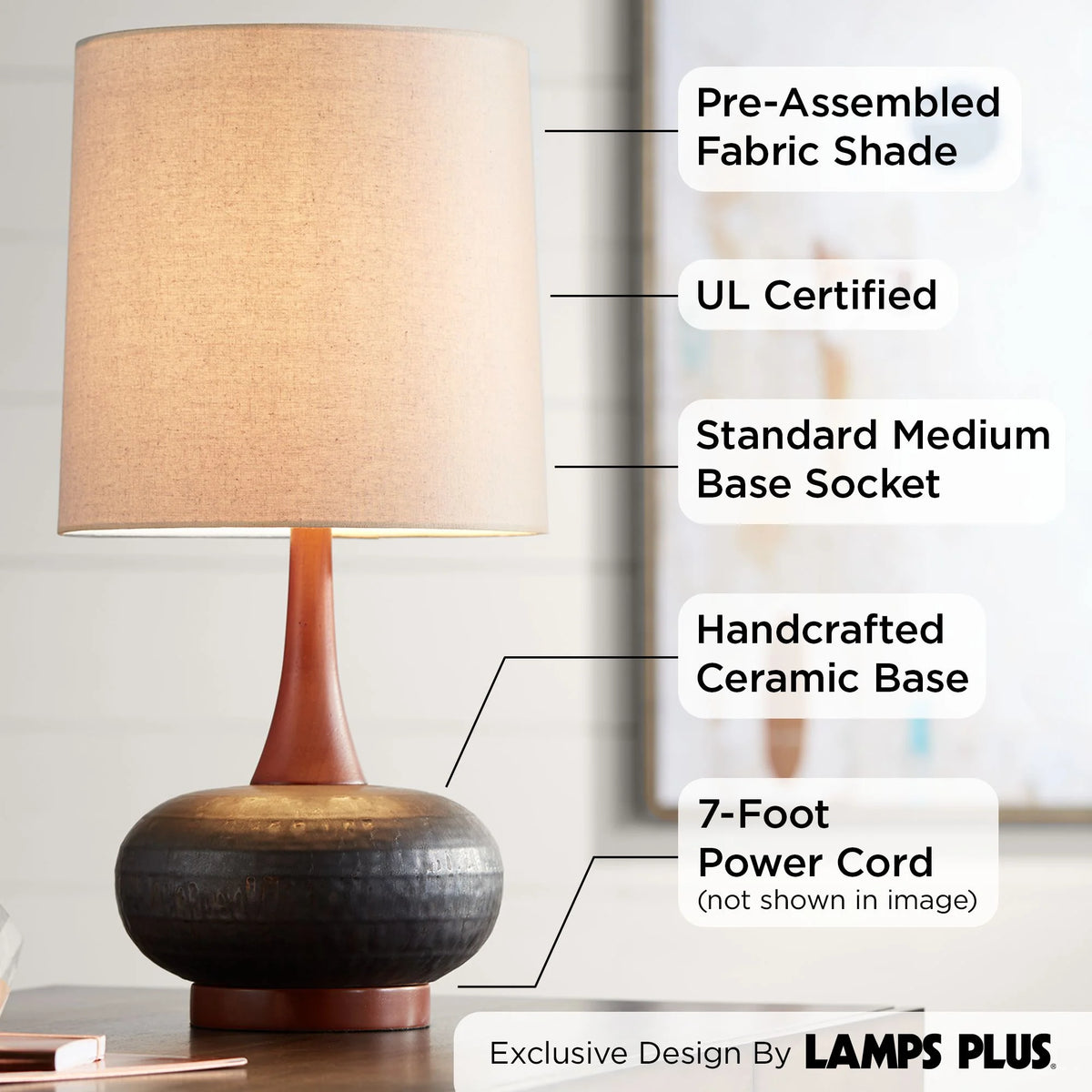 Hammered Brown Ceramic Table Lamp S302