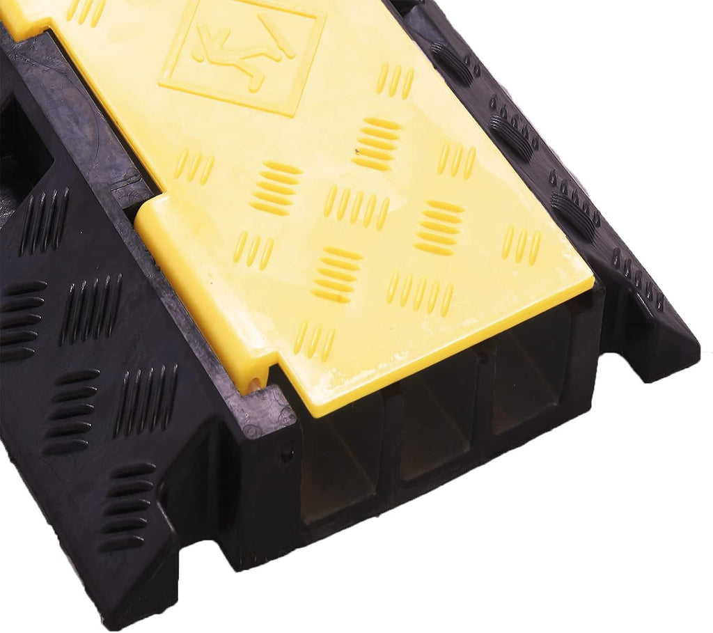 Cable Ramp PVC Rubber Cable Protector, 3 Channel, 44000lbs Capacity, Pack of 2 Q32585