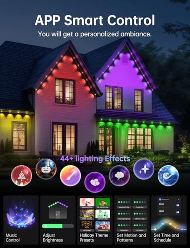 RGB+IC Christmas Eave Lights 30ft 22 LED Warm White IP68 Waterproof Smart Starry Outside Light J9010