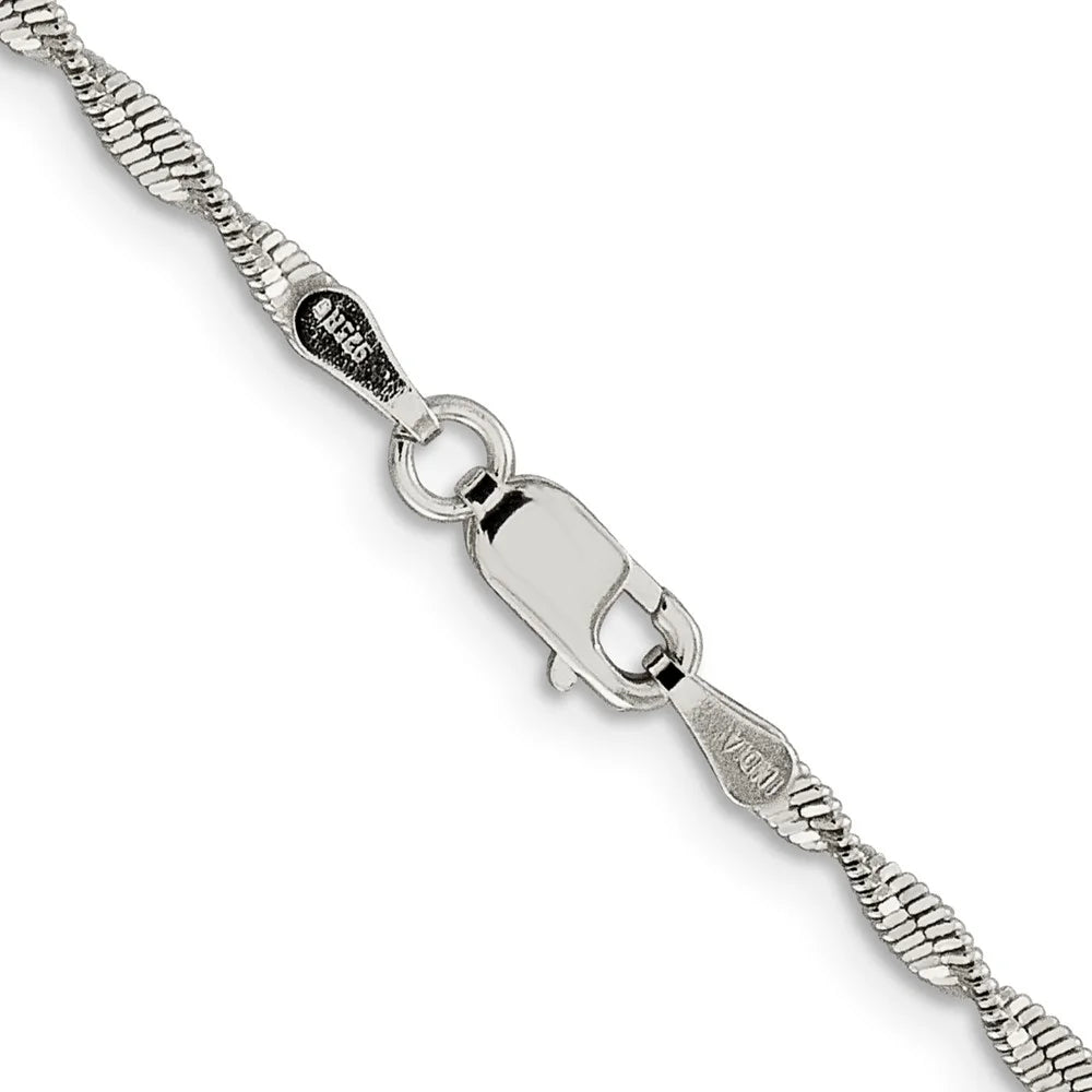 925 Sterling Silver Twisted Herringbone Necklace 24 inch S783658