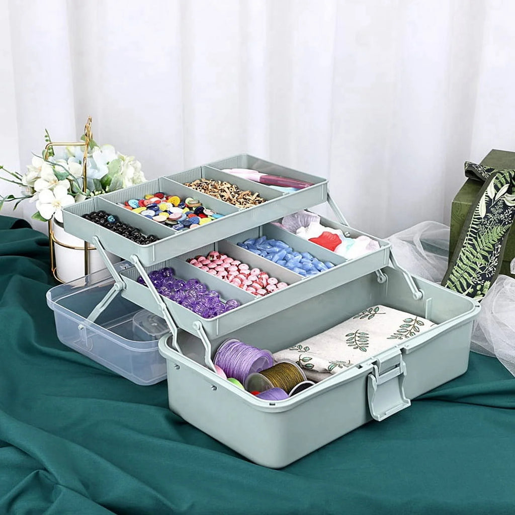 3-Layer Plastic Storage Box with Adjustable Spacers L57233