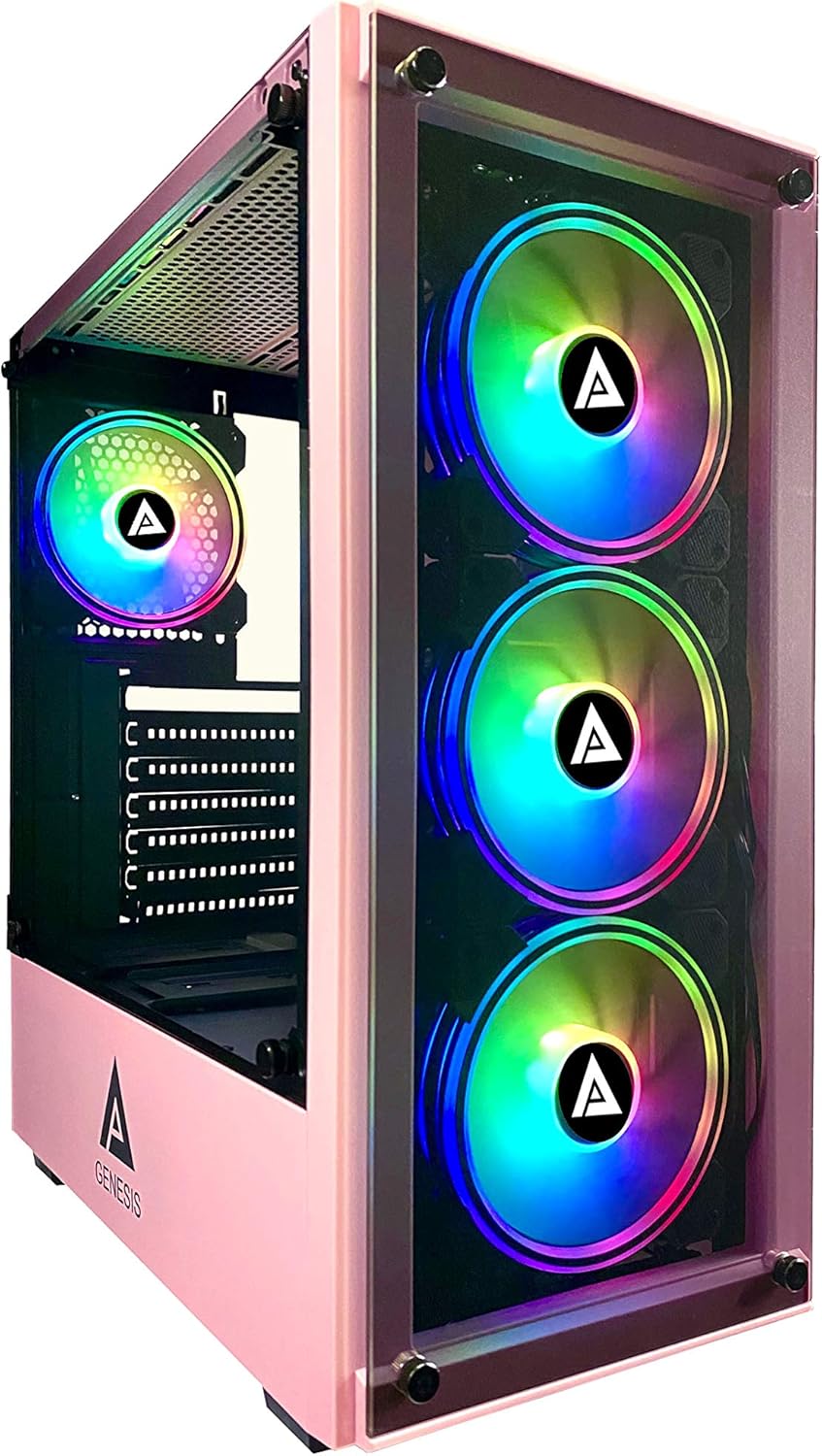 Black Mid Tower Gaming Case with 4 RGB Fans U307