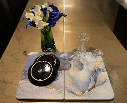 Stone Blue Marble Kitchen Drying Mat Z2407