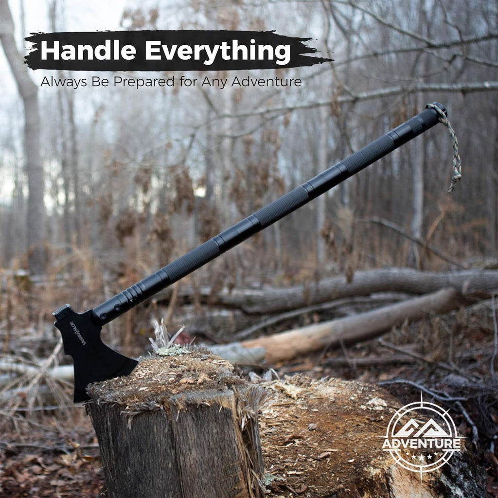 High Carbon Steel Tactical Camping Shovel with Axe D94556