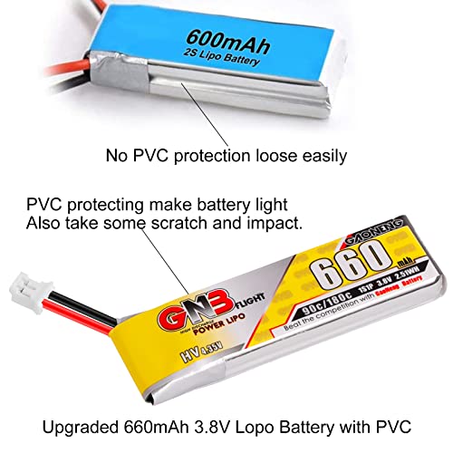 660mAh 1S LiPo Battery 4PCS 3.8V 90C JST-PH2.0 Micro FPV Racing Drone V272515