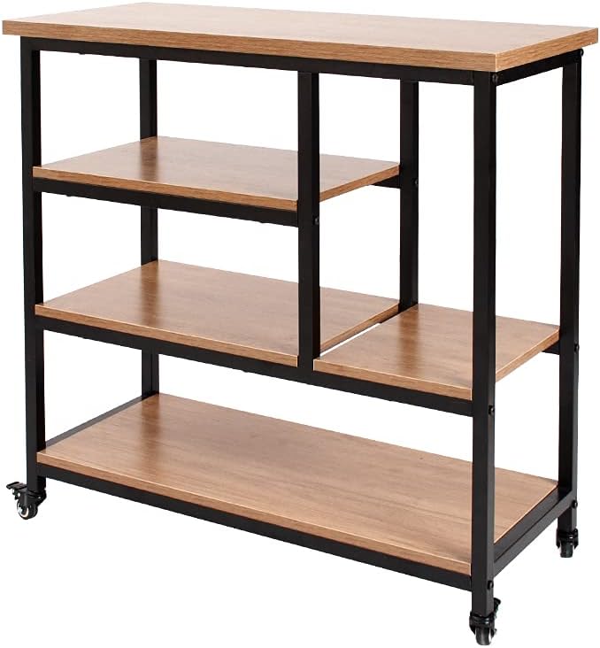 Cart with Wooden Top, 36 inches, Light Walnut A5786