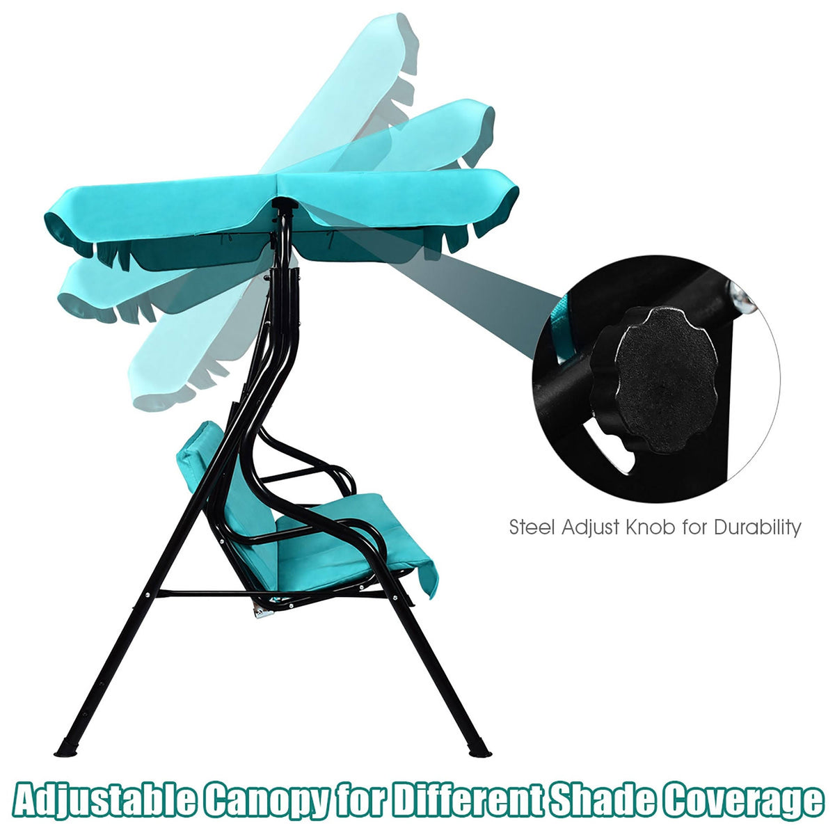 Black 3-Person Patio Swing with Canopy V85528
