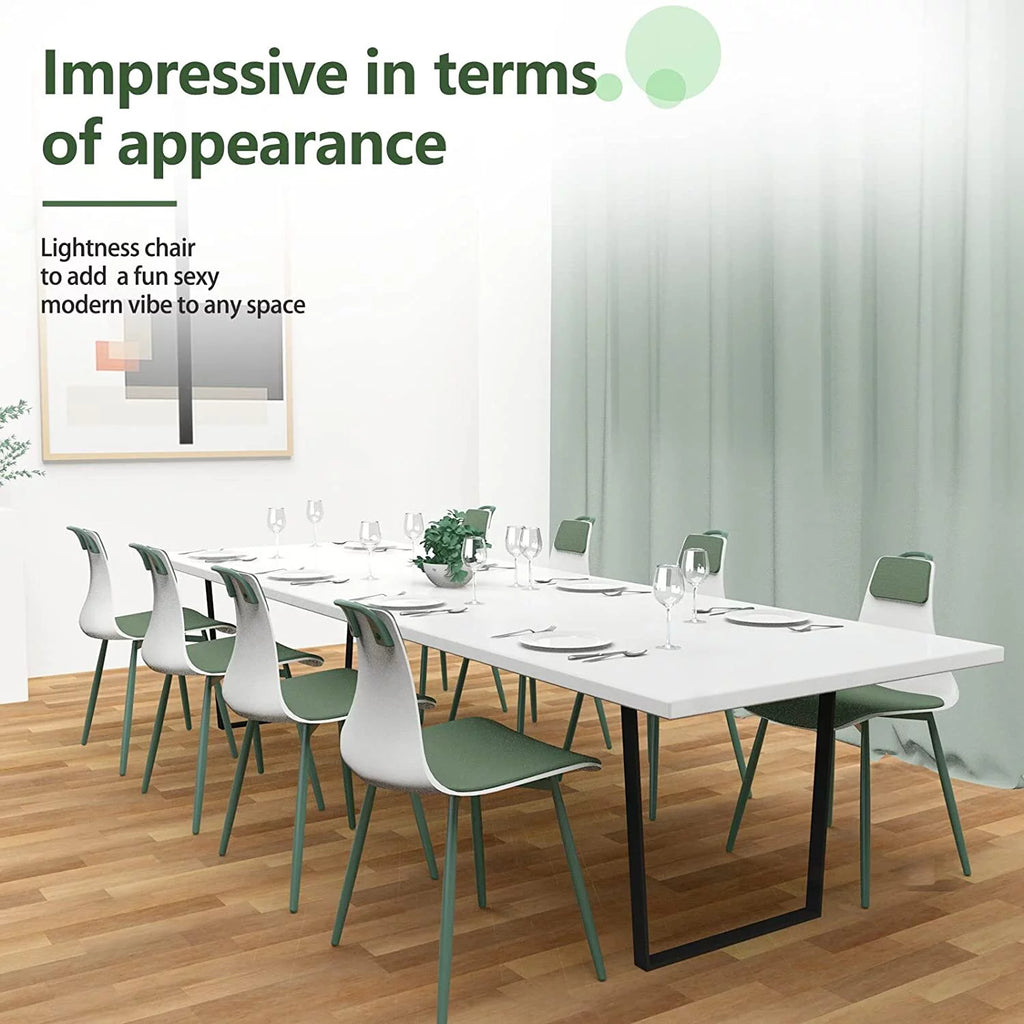 Green Upholstered Dining Chair Set of 2 with Iron Legs T400