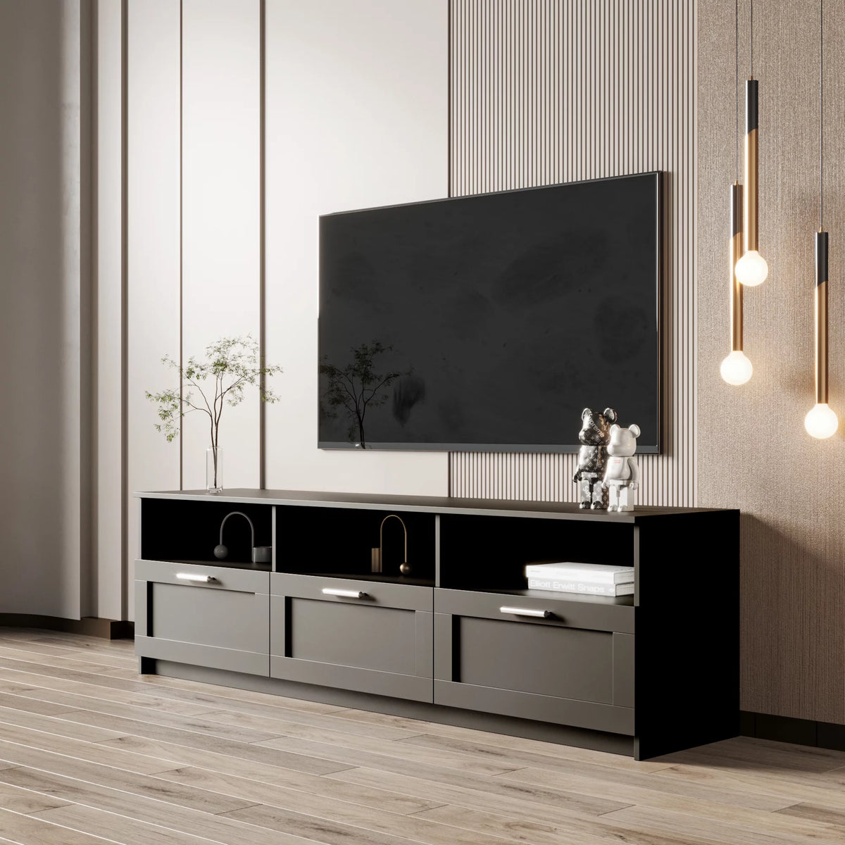 Black TV Stand with Storage N3433