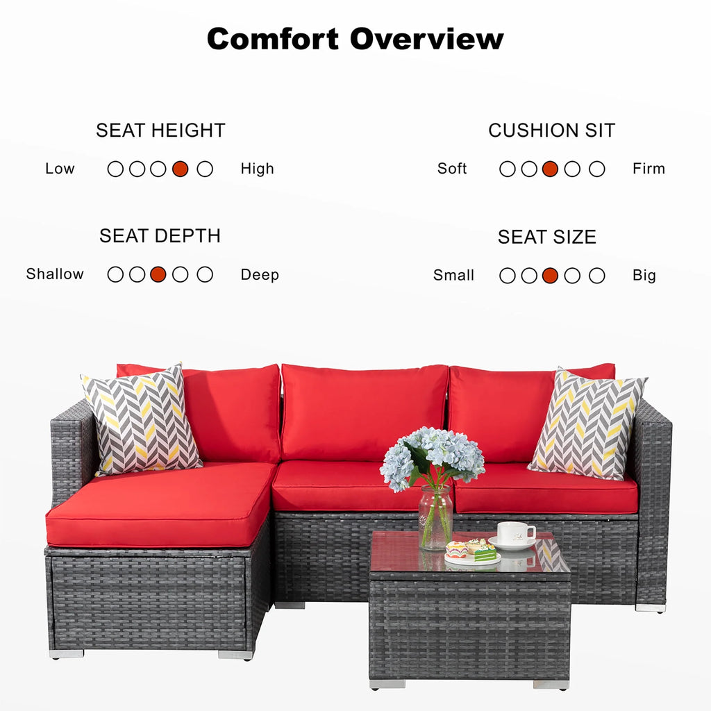 3 Piece Aegean Blue Outdoor Sectional Sofa Set C58234