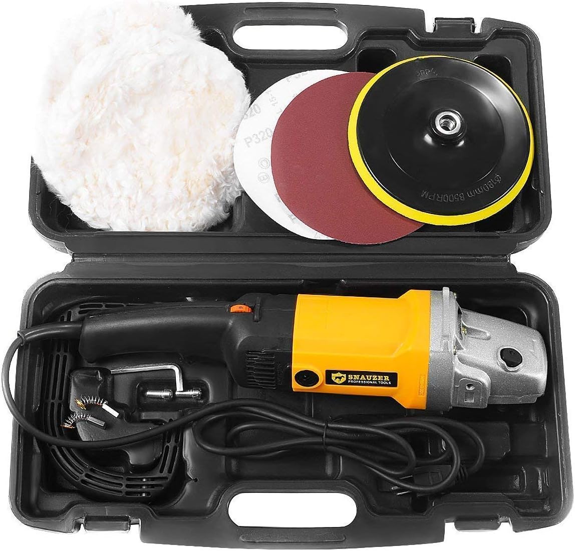 Electric Car Polisher 6-Speed Rotary Polisher 7 Buffer Sander with Bonnet Pad, 10Amp J325866